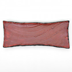 japanese black red brush rectangular long plate 31cm SHUHAKE TENMOKU