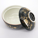 japanese black traditional gold bowl with lid KURO KIN KARAKUSA
