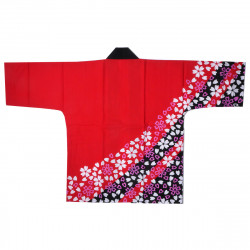 haori veste traditionnelle japonaise rouge en coton pour festival matsuri SAKURA