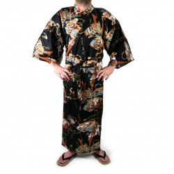 japanischer Herren yukata Kimono - schwarz, SHONZUIRYÛ, samuraï