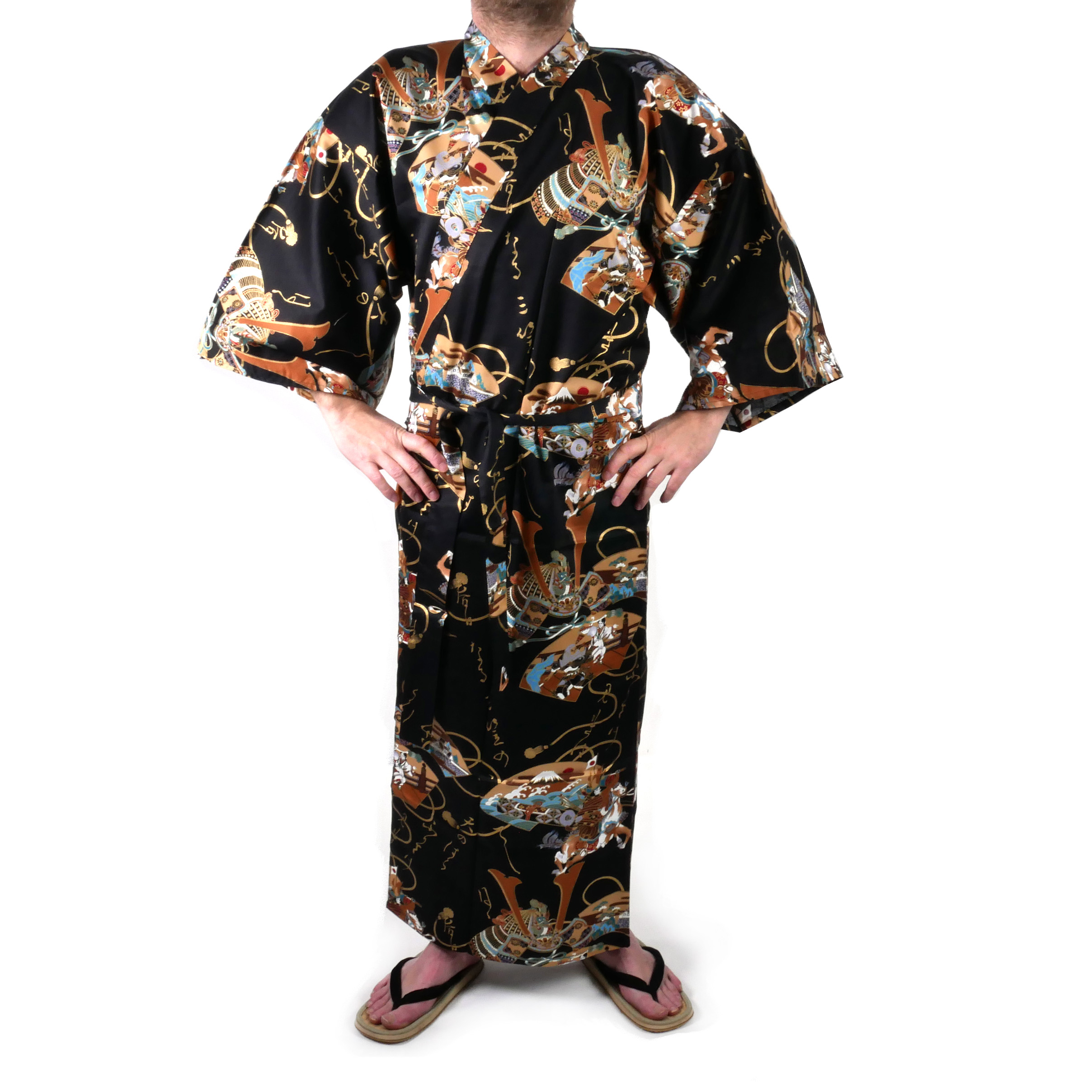 Hot Sale New Style Black Men's Yukata Japanese Haori Kimono 