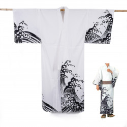 Japanese cotton prestige yukata for men KURONAMI white