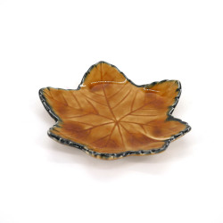 small Japanese leaf-shaped plate, MOMIJI, brown