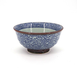 japanese noodle bowl in ceramic, TAKO KARAKUSA, blue