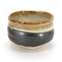 Japanese tea bowl for ceremony - chawan, KASUGA, grey and gold