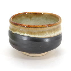 Japanese tea bowl for ceremony - chawan, KASUGA, grey and gold