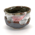 Ciotola da tè giapponese per cerimonia – chawan, SEIJI, grigio bianco e rosa