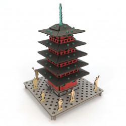 mini modello de carton, TO, Pagoda roja con 5 pisos.