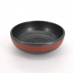 ciotola di zuppa giapponese in ceramica Ø17x6,2cm, AKANE, nero e linee rosse