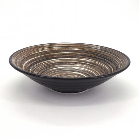 japanese noodle ramen bowl in ceramic Ø23,2cm UZUMAKI, brown swirl