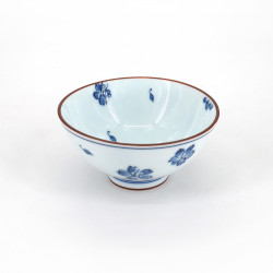 small blue japanese rice bowl in ceramic, SAKURA flowers