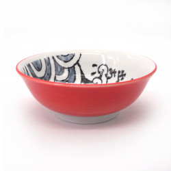 japanese noodle ramen bowl in ceramic OOTSURI, red fish