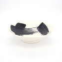 japanese noodle ramen bowl in ceramic white SHIROHAKEME, black brush