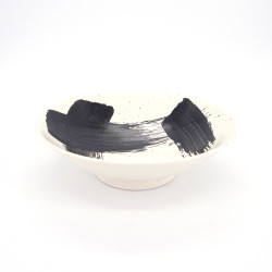 bol japonais à ramen en céramique blanc SHIROHAKEME, pinceau noir