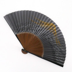 japanese blue fan 22cm for man in paper and bamboo, FUJISAN, mountain