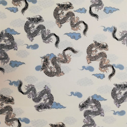 tela japonesa blanca, 100% algodón, dragon