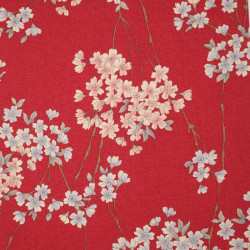 Red Japanese cotton fabric flower patterns made in Japan width 110 cm x 1m