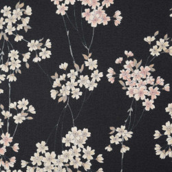 Black Japanese cotton fabric flower patterns made in Japan width 110 cm x 1m