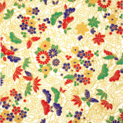 White Japanese cotton fabric matsu patterns flowers butterflies made in Japan width 112 cm x 1m