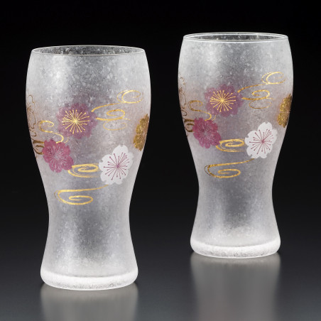 Set of 2 Japanese beer glasses, PREMIUM SAKURASUIMON