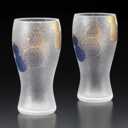 Set of 2 Japanese beer glasses, PREMIUM MUBYOUTAN