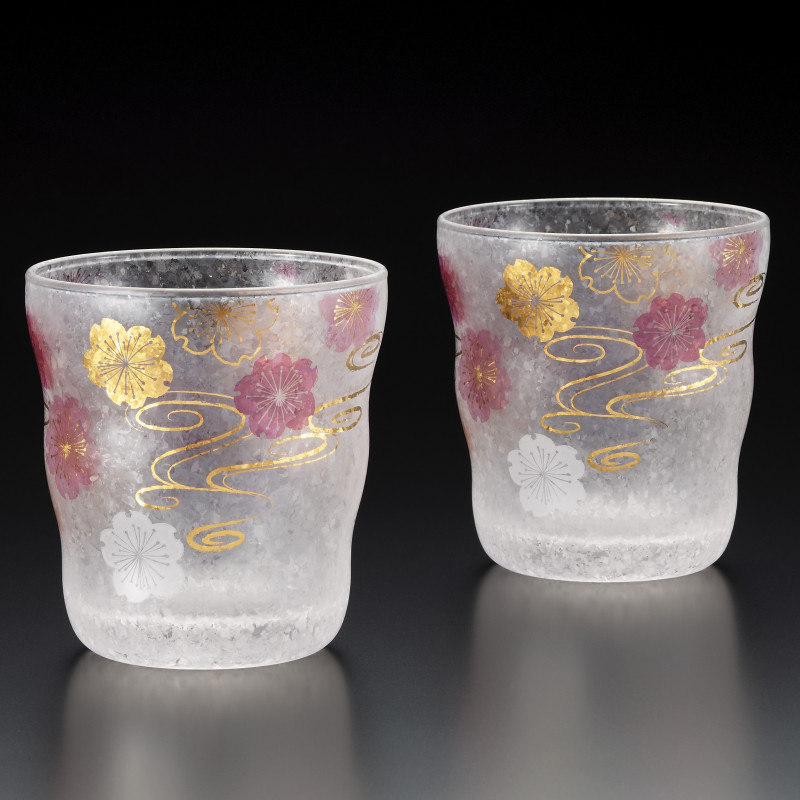 set of 2 Japanese Whiskey glasses PREMIUM SAKURASUIMON