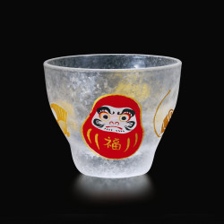 Bicchiere per sake giapponese con motivo daruma - GARASU DARUMA