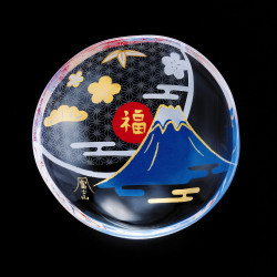 small Japanese mamesara glass plate with Mt.Fuji motif - MAMESARA