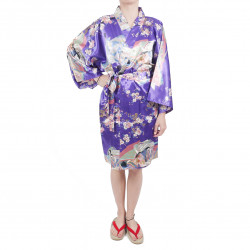 Kimono hanten tradizionale giapponese viola in dinastia poliestere sotto il fiore di ciliegio per donna