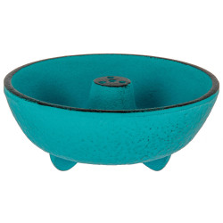 Incense burner in turquoise cast iron, IWACHU, fountain