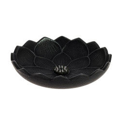 Japanese black cast iron incense burner, IWACHU LOTUS, lotus flower