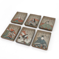 Set of 6 prestigious Japanese rectangular sushi plates - ISHIN, made in Japan