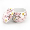 Tasse traditionnelle avec couvercle - CHAWANMUSHI - fleurs de sakura irisées