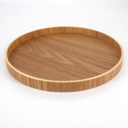 braunes rundes Tablett aus Holz, MARUBON, braun