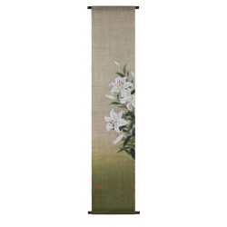 Japanischer Wandteppich aus Hanf, handbemalt, YAMAYURI