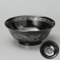 japanese black silver dragon râmen bowl KURO UWAGUSURI GIN RYÛMON
