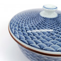 Bol à thé japonais Chawanmushi avec couvercle SEIGAIHA vagues