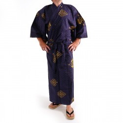 japanischer herren blauer Yukata – Kimono, DIAMOND, goldene Diamanten