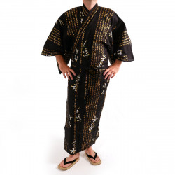 japanischer Herren yukata Kimono - schwarz, HIDEYOSHI, allgemeines Kanji Hideyoshi