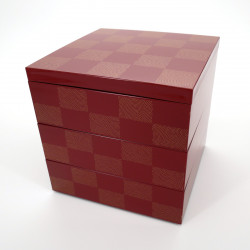große japanische brotdose Bento box, ICHIMATSU, Damebrett rot