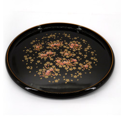 brown lacquered effect tray, SAKURADUKUSHI, sakura flowers