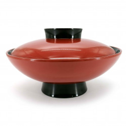 Large soup bowl with lid, black and red - JIMINA