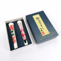 Satz von zwei japanischen handgemalten weißen Kerzen, SHIRO KYANDORU