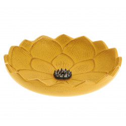 Japanese yellow cast iron incense burner, IWACHU LOTUS, lotus flower