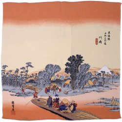 furoshiki japonais paysage d'été - Kawasaki-juku - Hiroshige