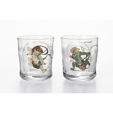 Set of 2 Japanese whiskey glasses, PREMIUM FUJIN RAIJIN
