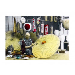 Ancient photography, Ancient Japan, Meiji era, Umbrella maker
