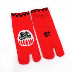 Japanese red tabi cotton socks, DARUMA, 25-28 cm