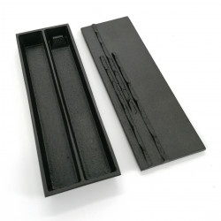 Japanischer Räucherstäbchenhalter aus Gusseisen mit zwei Fächern, HAOCHI Gusseisendeckel, schwarz