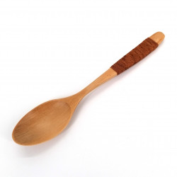 Cucchiaio in legno chiaro e cordoncino marrone, MOKUSEI SUPUN